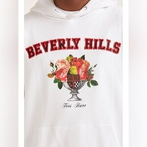 Forever 21 White Hoodie with Floral Accents